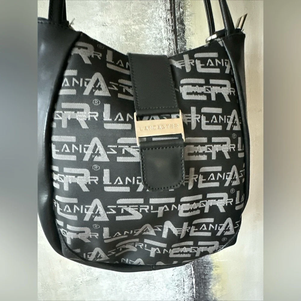 Lancaster Paris Black Logo Backpack Bag